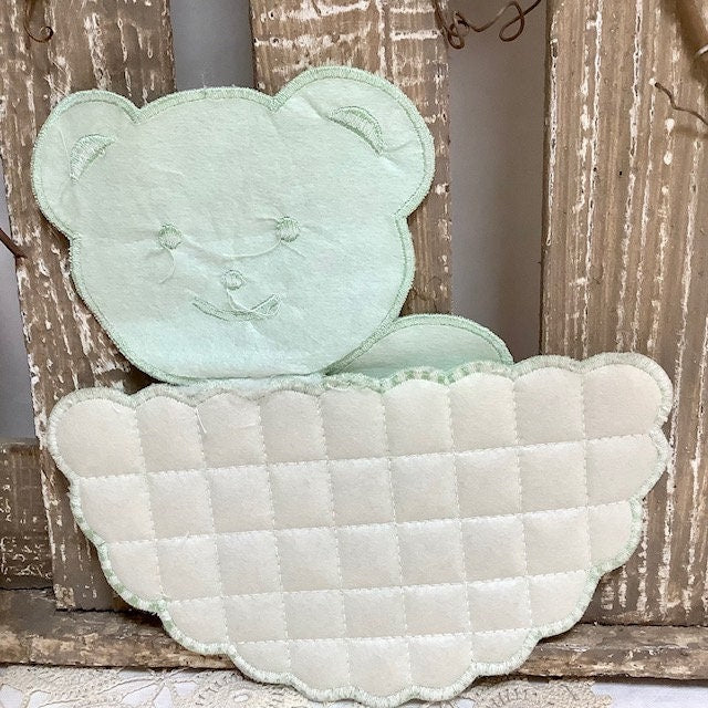 Écussons à coudre oursons vert nuage vintage ht 18 cm