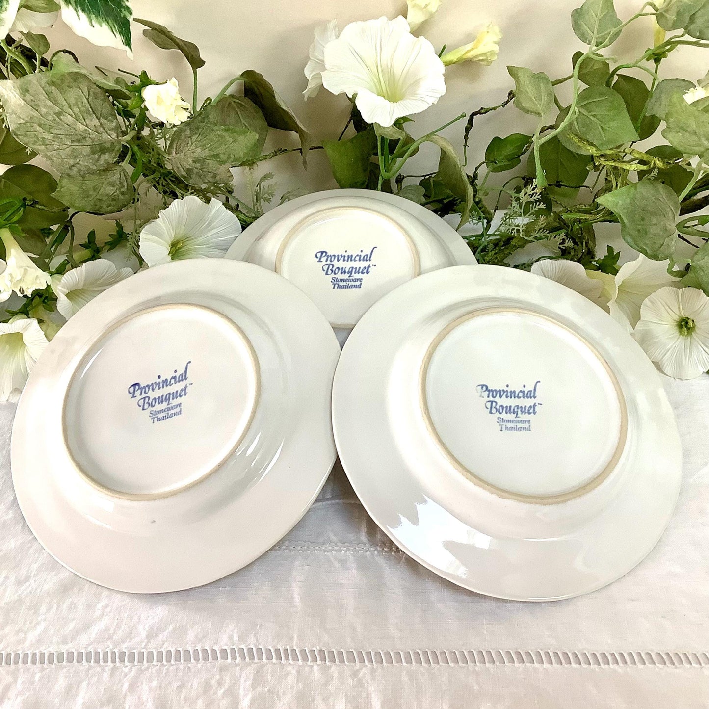 Assiettes à desserts coupelle vintage 80 provincial bouquet grès émaillé