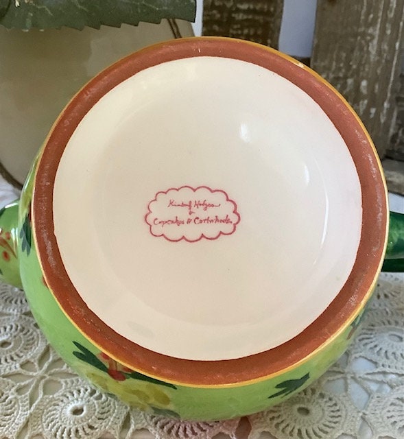 Cafetière théière verseuse faïence Cupcake Cartwheels vintage