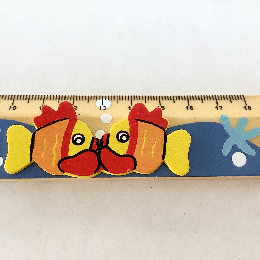 Règles bois poissons bateaux 18 cm