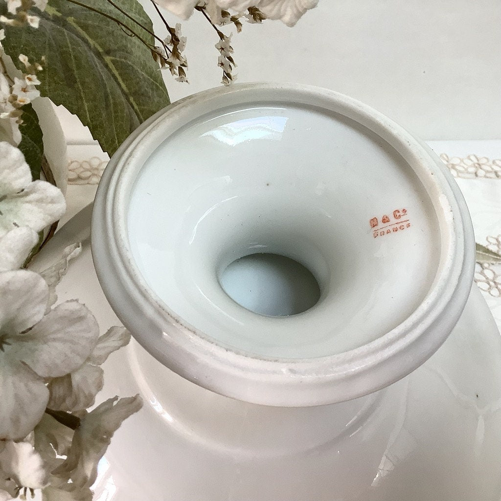 Plat serviteur piédouche porcelaine coupe à fruits lilas vintage