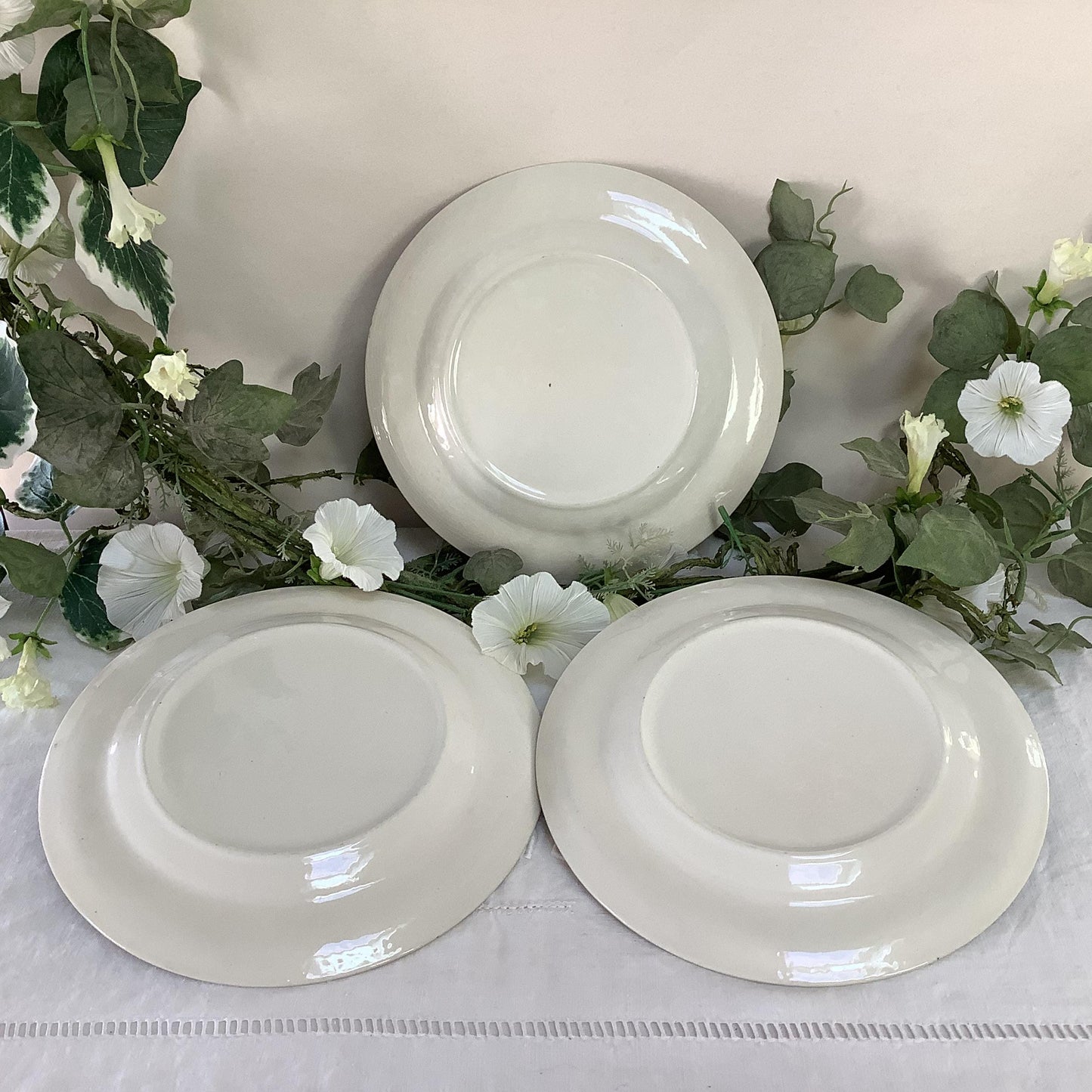 Assiettes à dessert faïence bleu blanc vintage