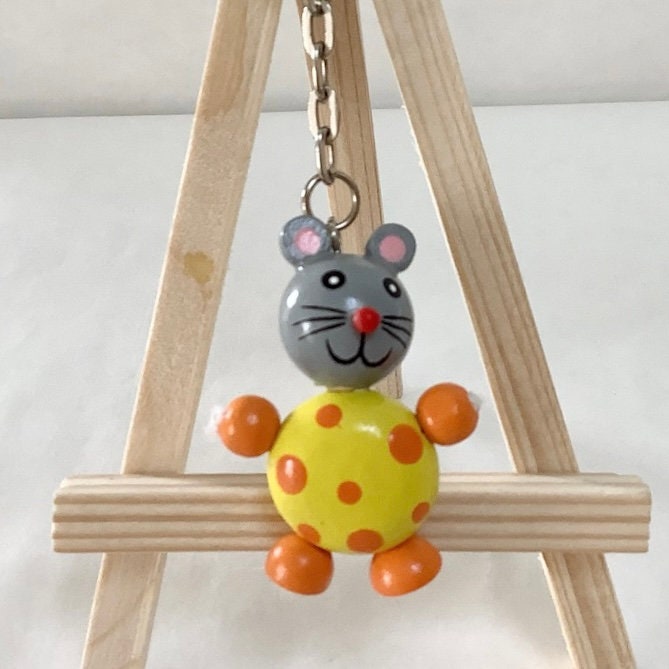 Porte clé bois enfant souris