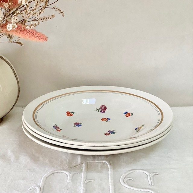 Assiettes creuses faïence Le moulin des loups Orchies vintage