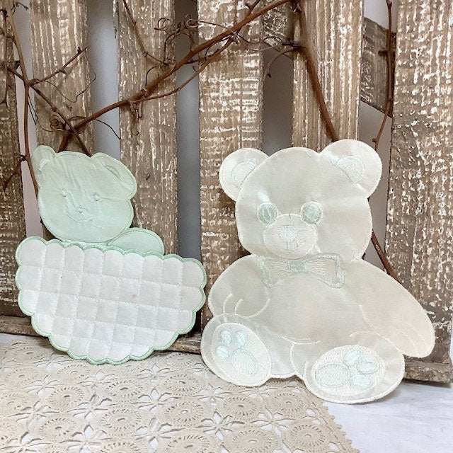 Écussons à coudre oursons nuage vert vintage