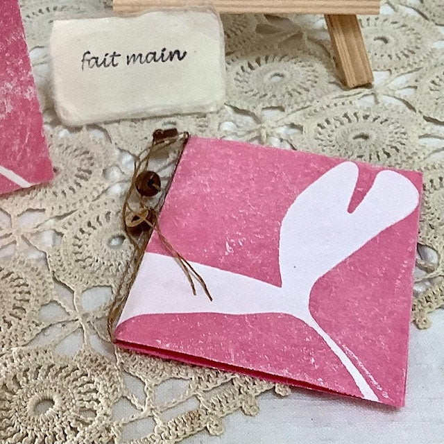 Petites cartes rose libellule x 3 papier artisanal bruit de cadre