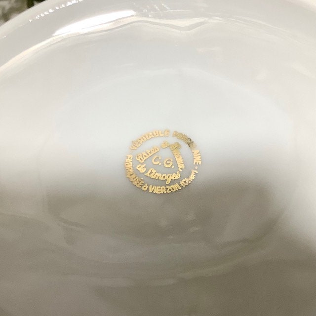 Coupe à fruits compotier porcelaine scène galante vintage