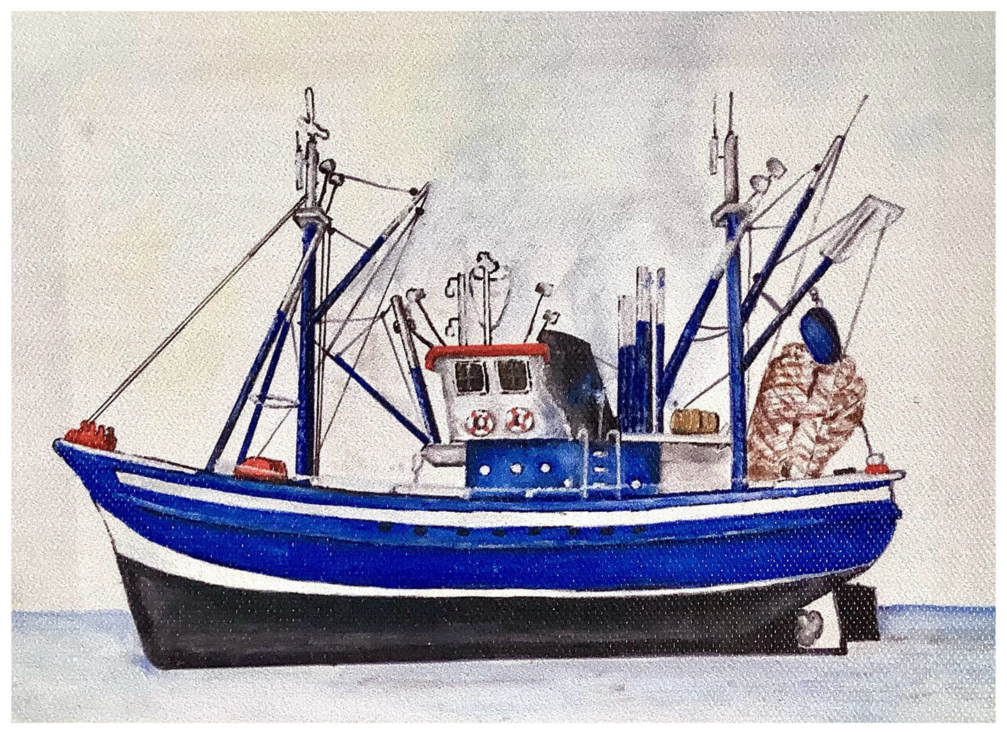 Petit tableau marin bateau chalutier chevalet décoration marine 18 x 13