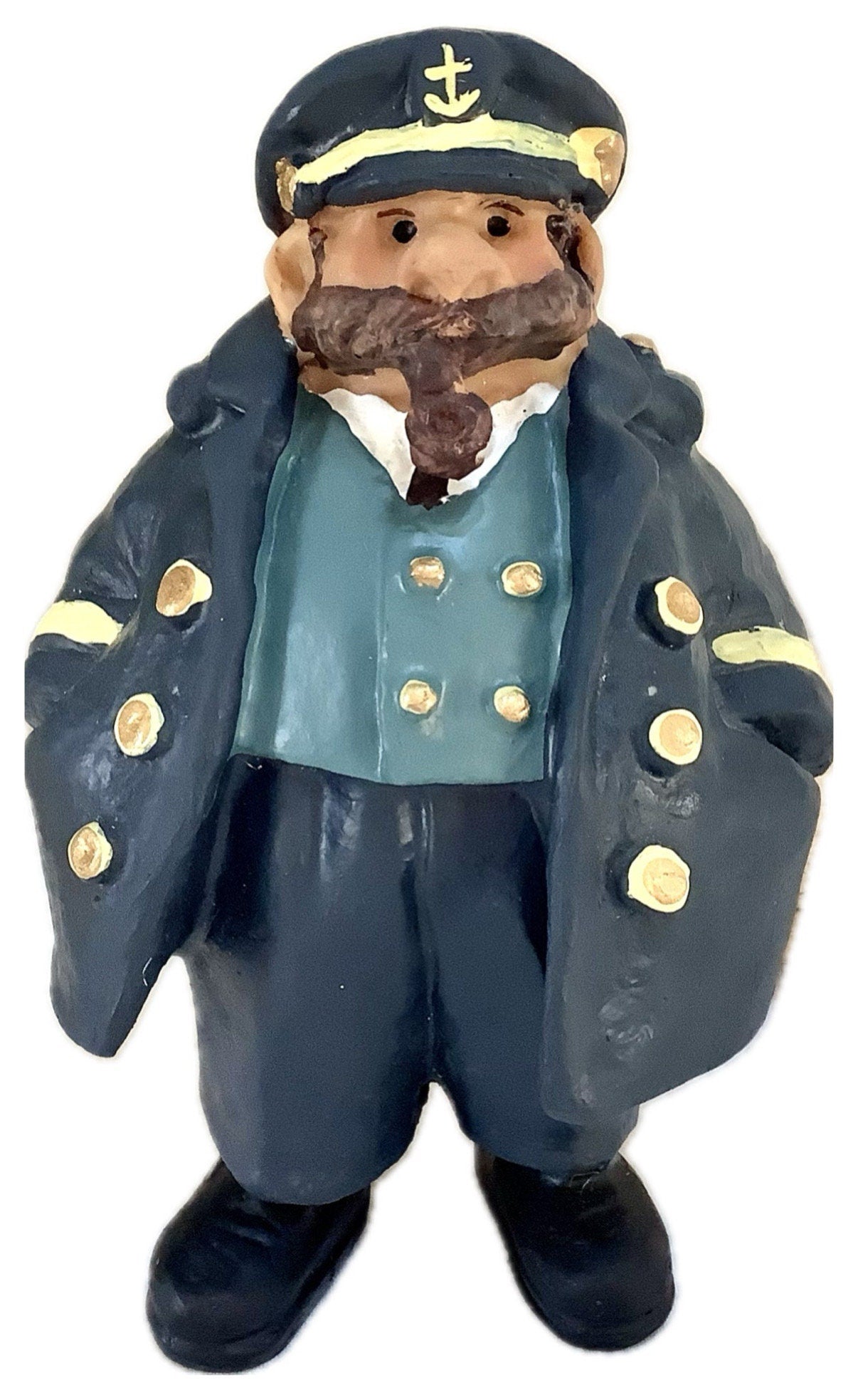 Figurine capitaine de marine bleu résine décoration marine ht 15 cm