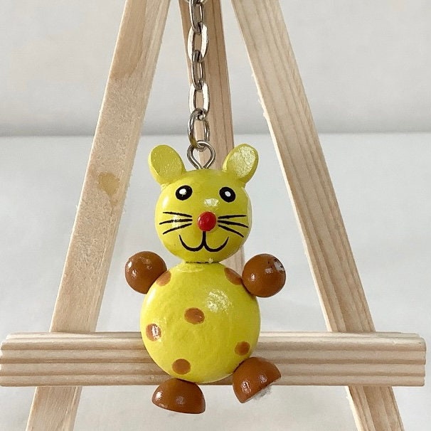 Porte clé bois enfant chat