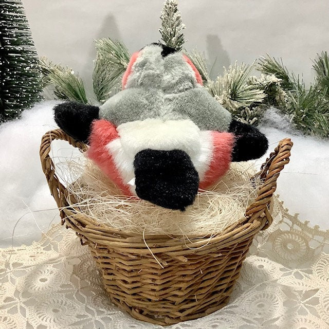 Peluche oiseau bouvreuil chant véritable