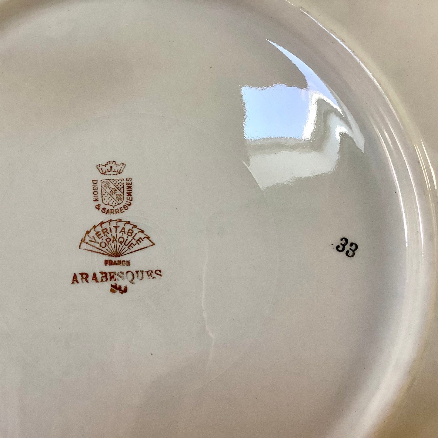 Plat à tarte gâteau Digoin et Sarreguemines arabesques vintage