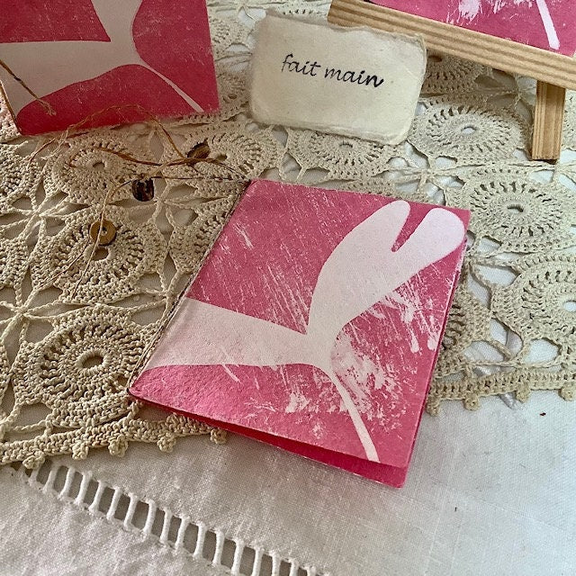 Petites cartes rose x 3 papier artisanale bruit de cadre