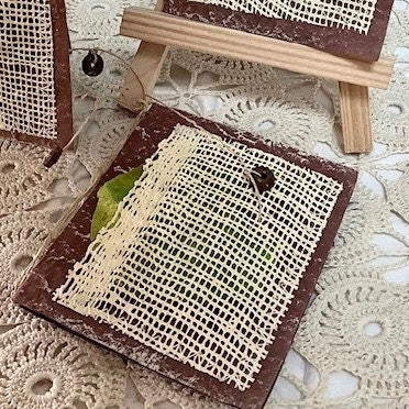 Petites cartes feuille x 3 papier artisanal bruit de cadre