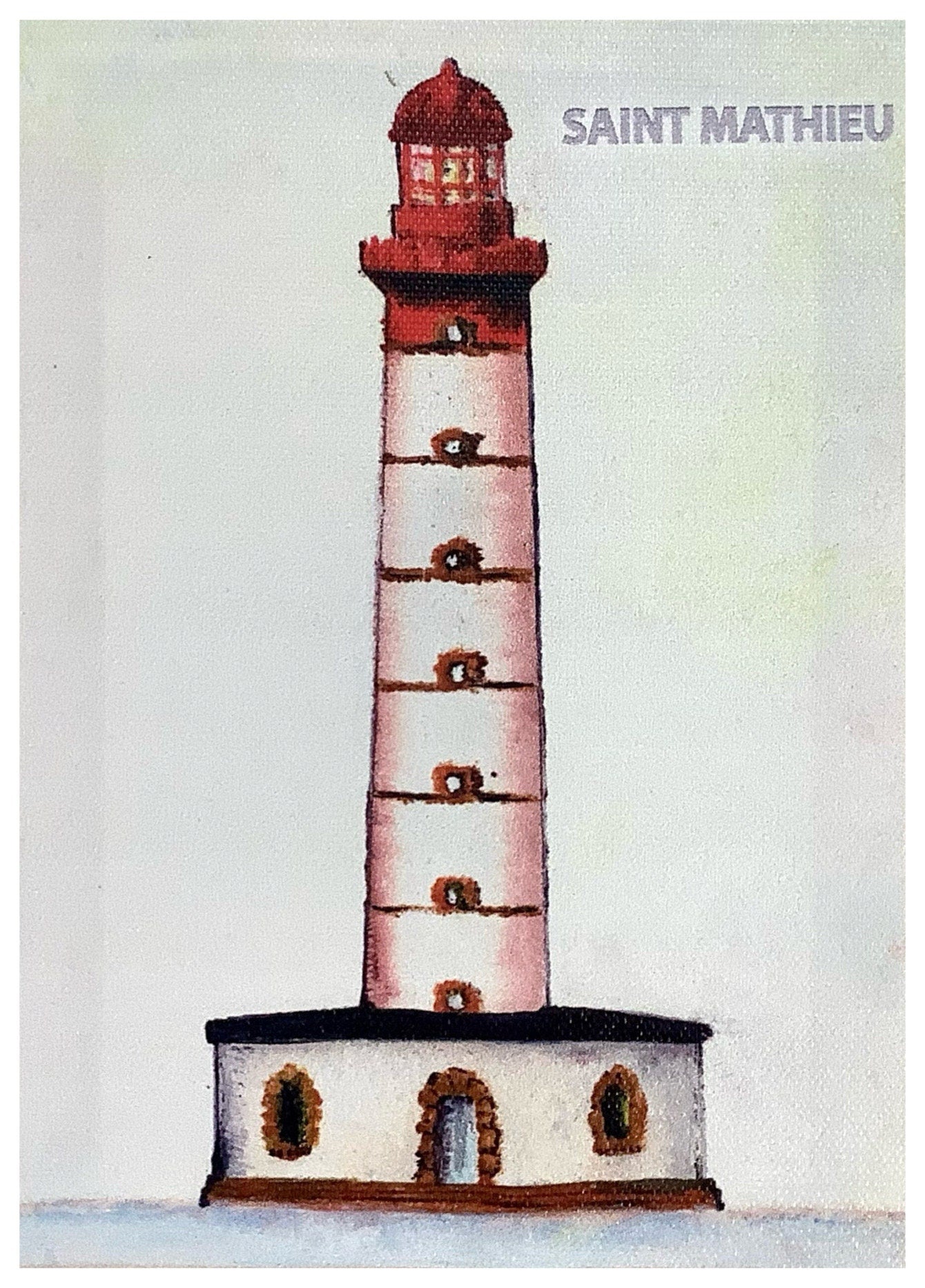 Petit tableau marin phare saint Mathieu chevalet décoration marine 13 x 18