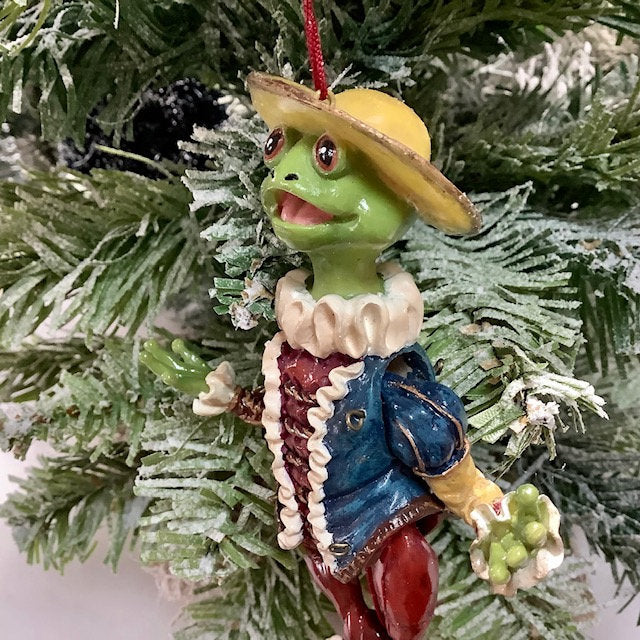 Suspension Grenouille de Noël vintage animée ht 11 cm