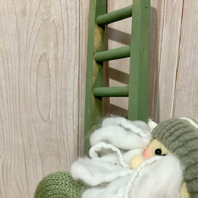 Échelle de Noël vert avec père Noël et ourson ht 80 cm