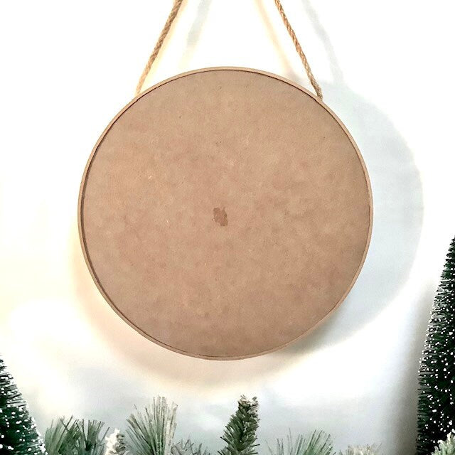 Cadre de Noël vintage bois oiseau cardinal diamètre 25 cm