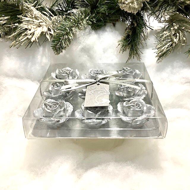 Coffret Bougies roses argent vintage