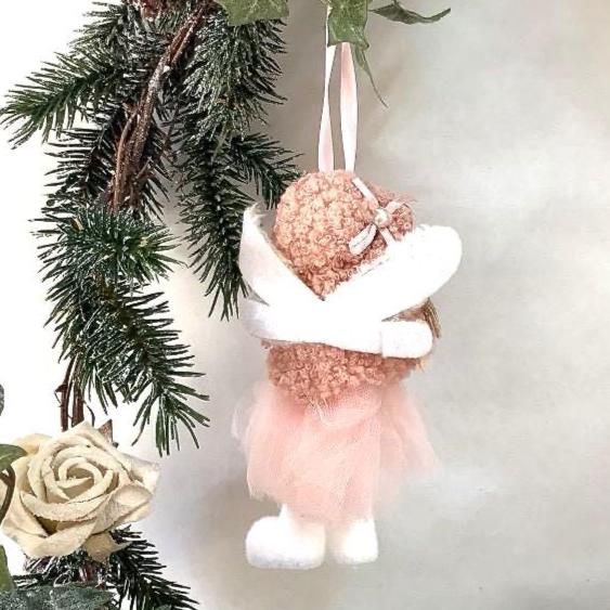 Poupée ange à suspendre rose flocon