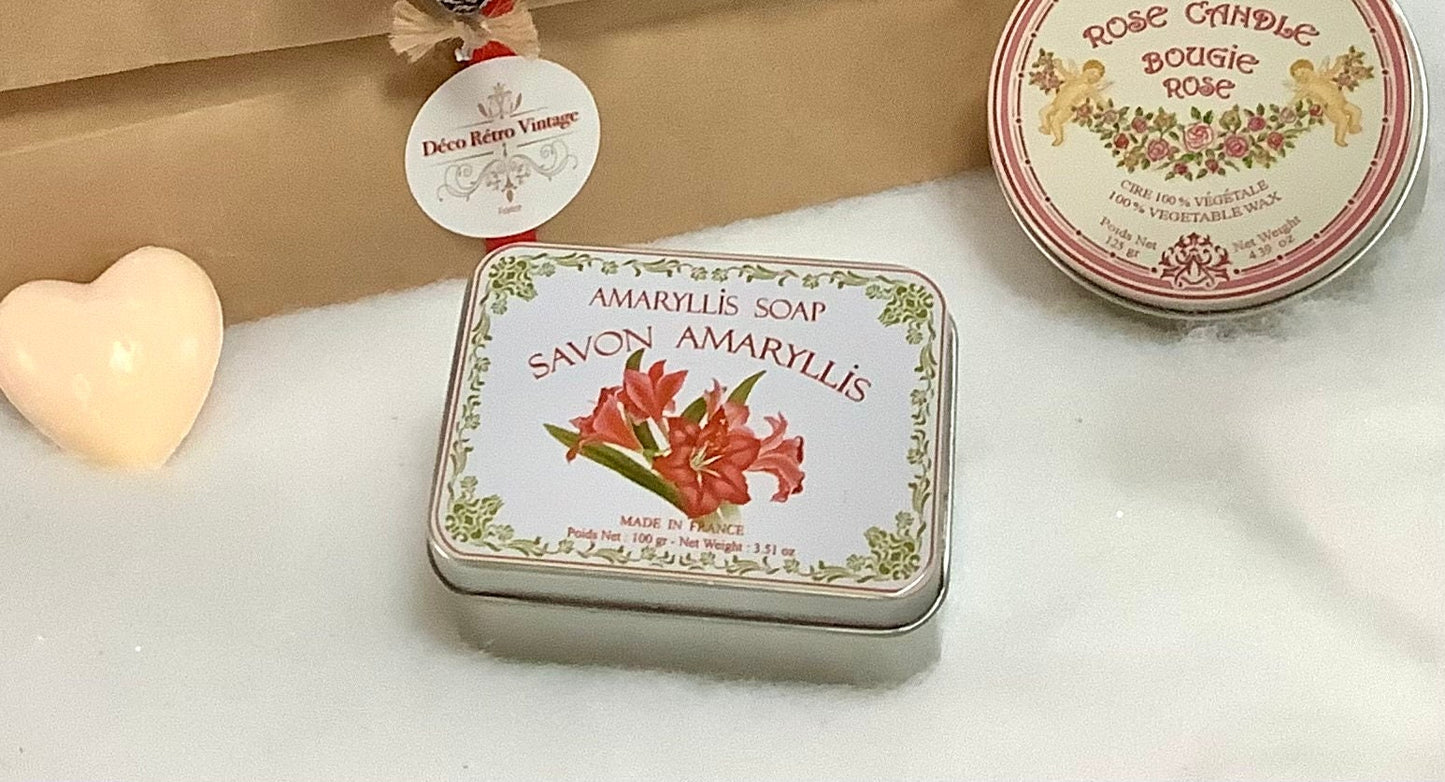 Savons amaryllis bougie rose Leblanc vintage