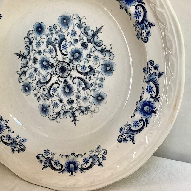 Raviers et assiettes faïence bleu vintage moulin des loups orchies