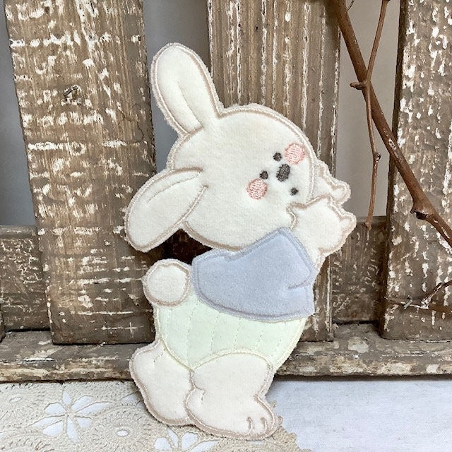 Écussons à coudre vintage lapin éléphants bleu