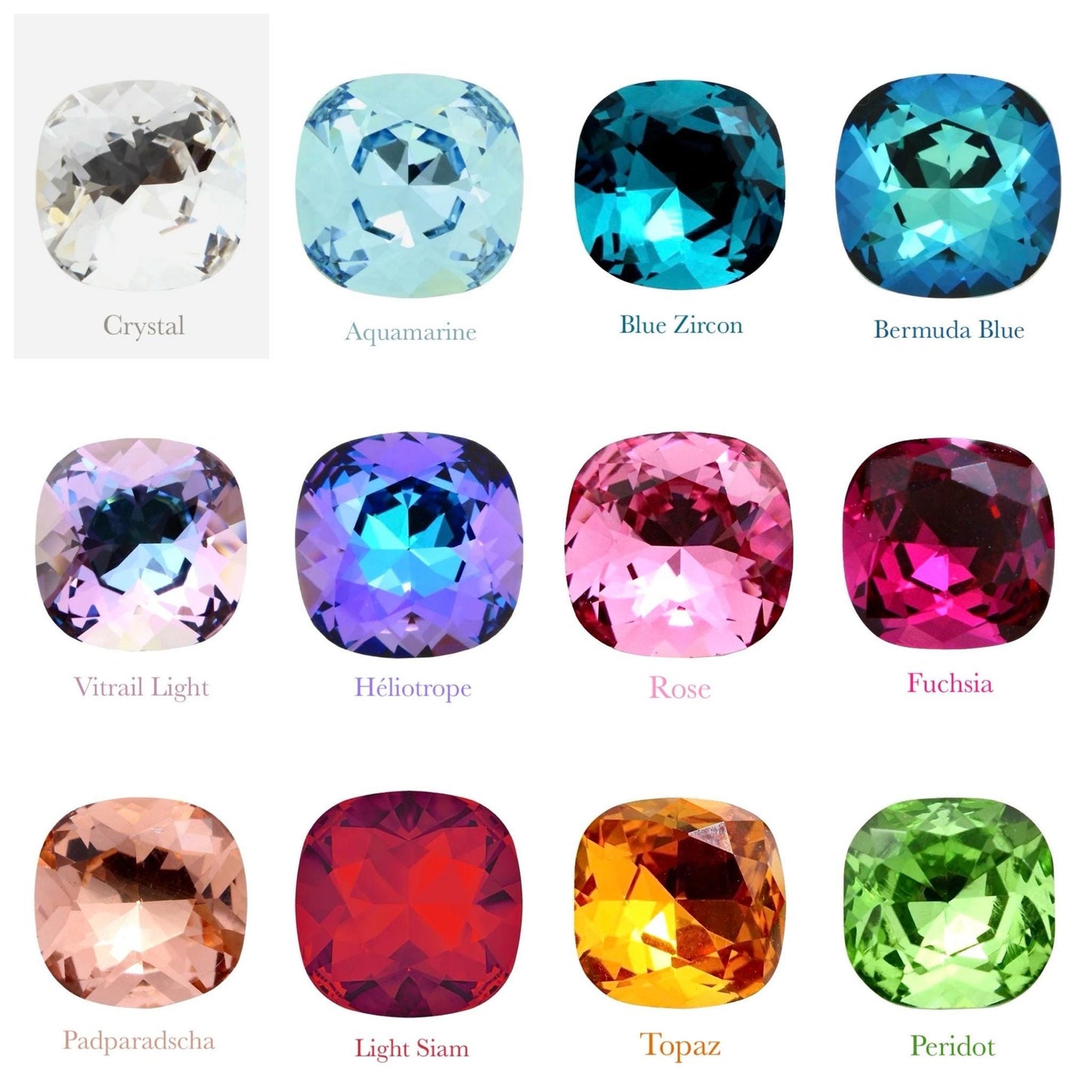 Collier coeur Topaz pendentif cristal Swarovski chaîne Gold Filled plaqué or 14 k