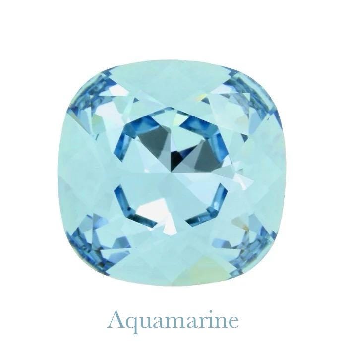 Collier coeur Aquamarine pendentif cristal Swarovski chaîne Gold Filled plaqué or 14 k