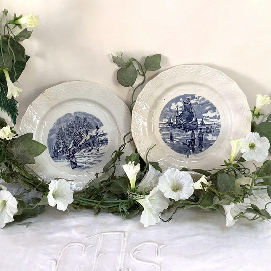 Assiettes à dessert faïence moulin des loups et hamage Delft