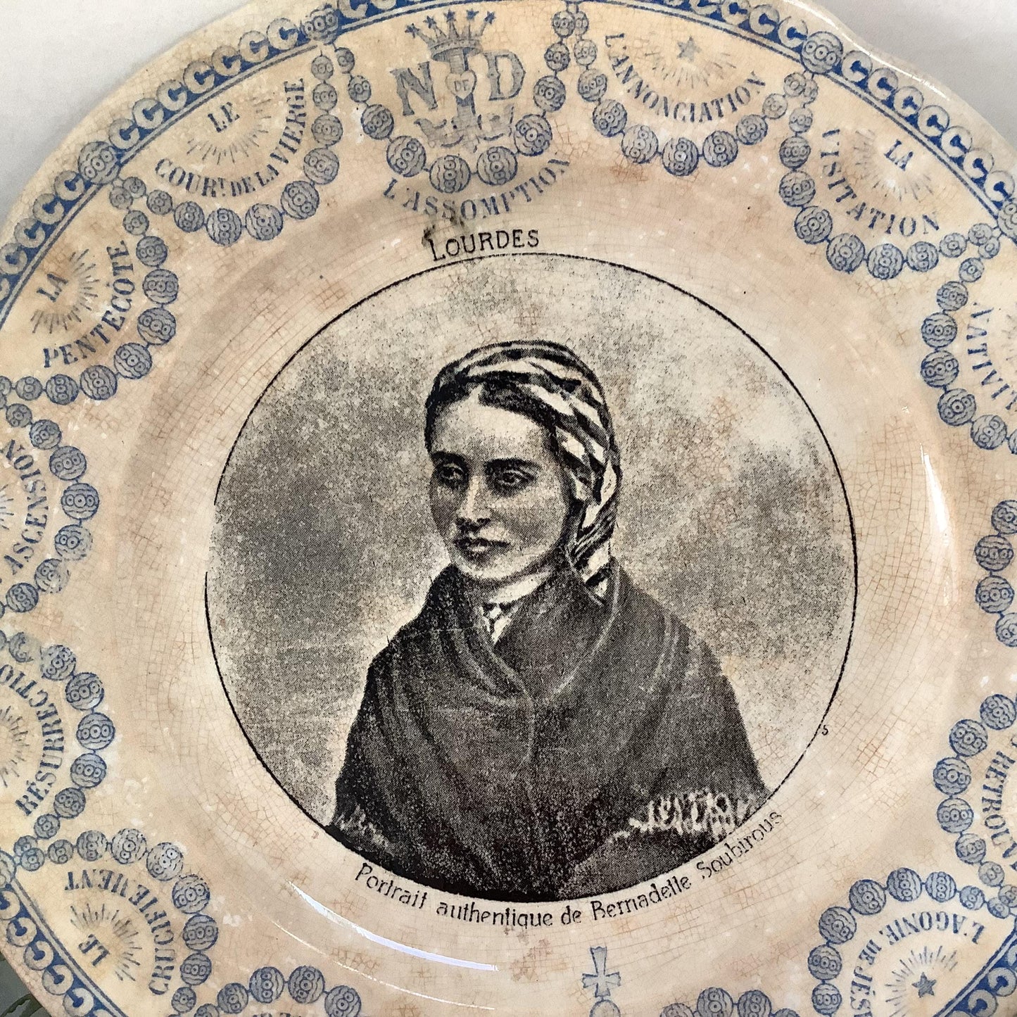 Assiettes parlantes Lourdes faïence  Digoin Sarreguemines