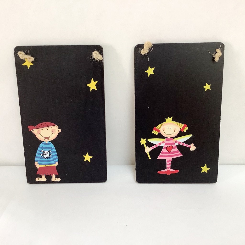 Plaques de porte bois ardoise enfant modèle B