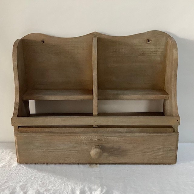 Étagère bois organisateur de bureau vintage