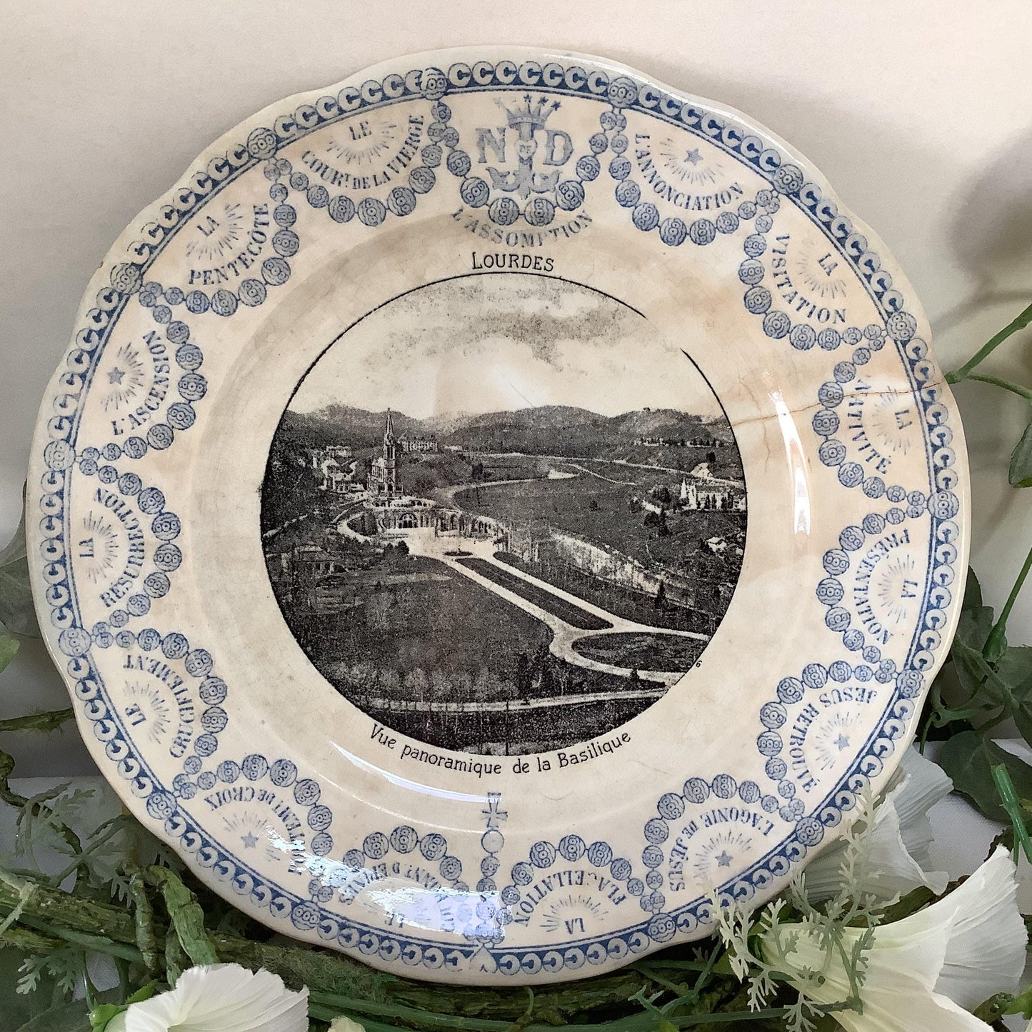 Assiettes parlantes Lourdes faïence  Digoin Sarreguemines