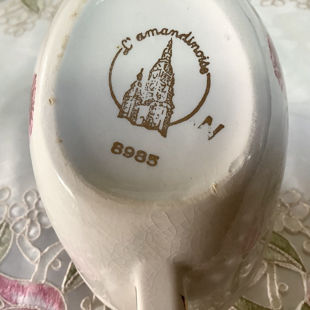 Saucière et pot à lait céramique craquelée L’Amandinoise vintage