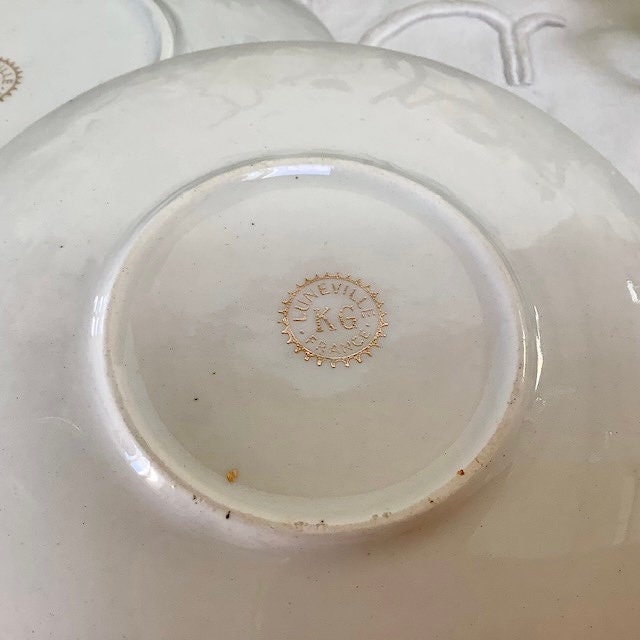 Saucière raviers petites assiettes vert et blanc vintage