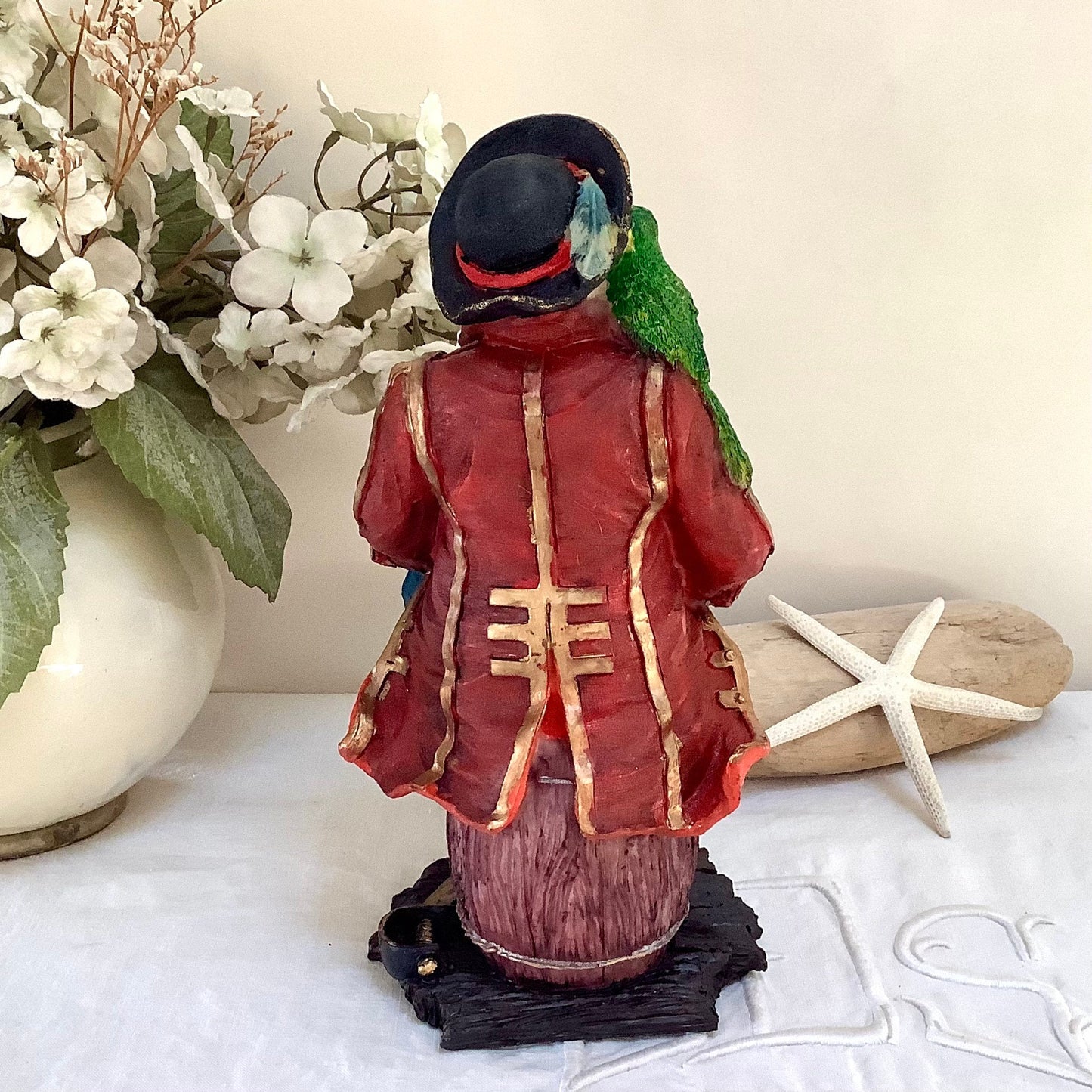 Figurine marine pirate perroquet résine décoration marine ht 24 cm