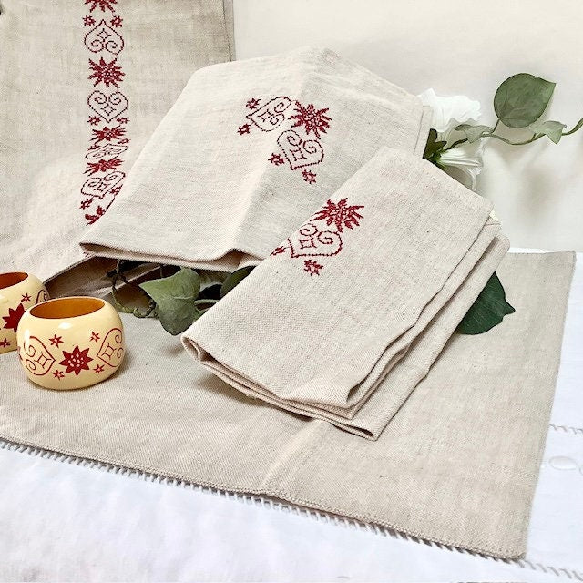 Coffret sets et serviettes de table ronds de serviette vintage