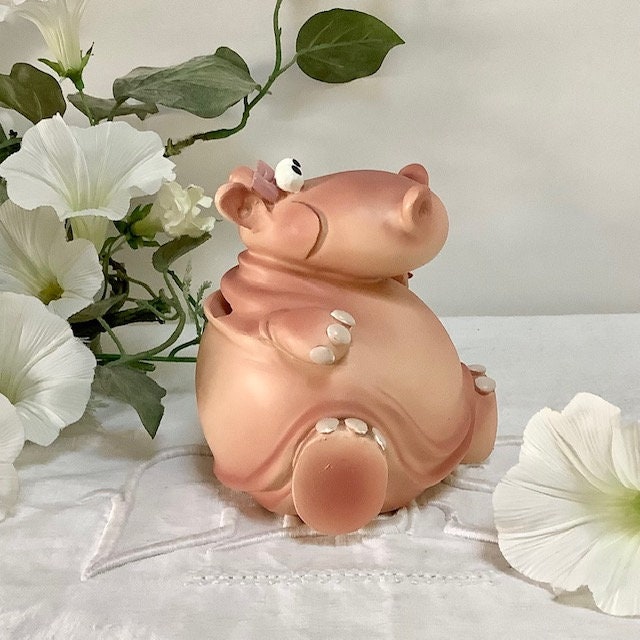 Tirelire hippopotame résine collection Paolo Chiari  ht 9.5 cm vintage