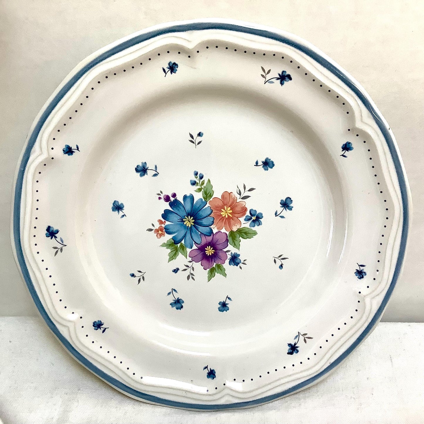 Assiettes à dessert x 4 vintage 80 provincial bouquet grès émaillé