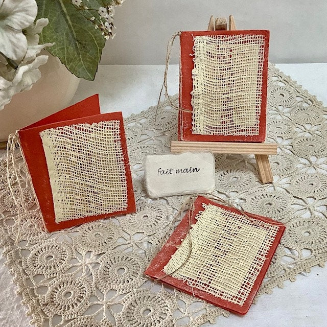 Petites cartes amitié x 3 papier artisanal bruit de cadre