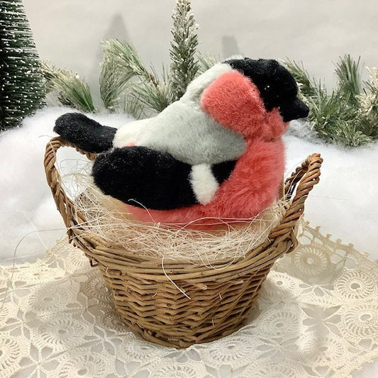 Peluche oiseau bouvreuil chant véritable