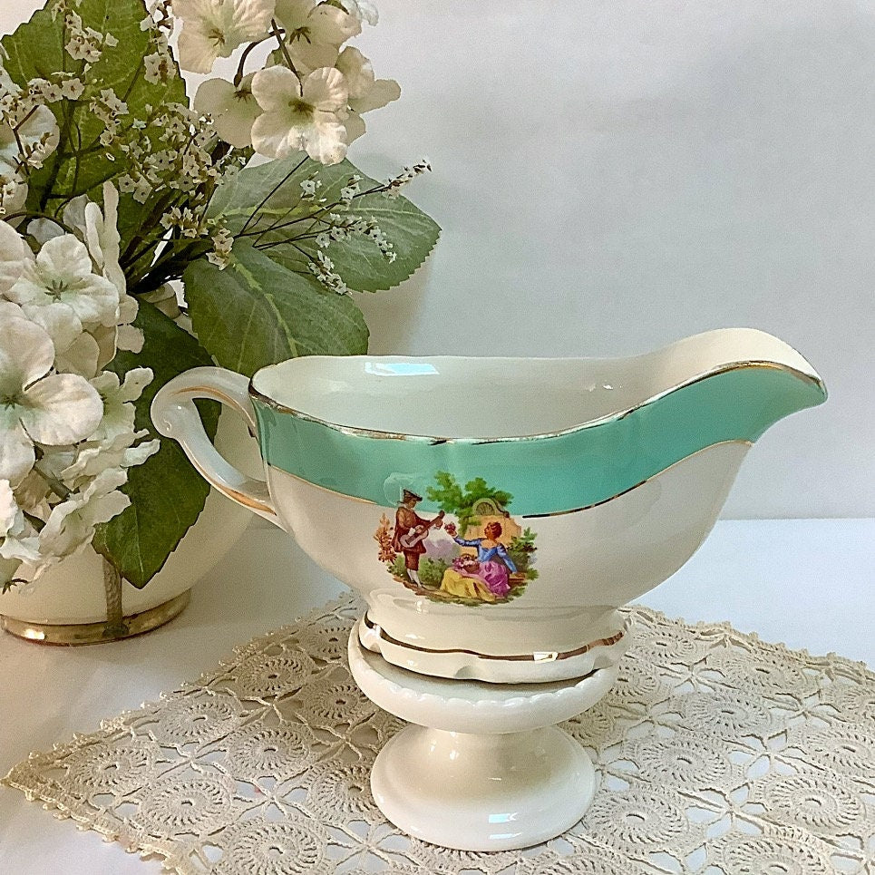 Saucière Semi porcelaine fragonard scène galante vintage