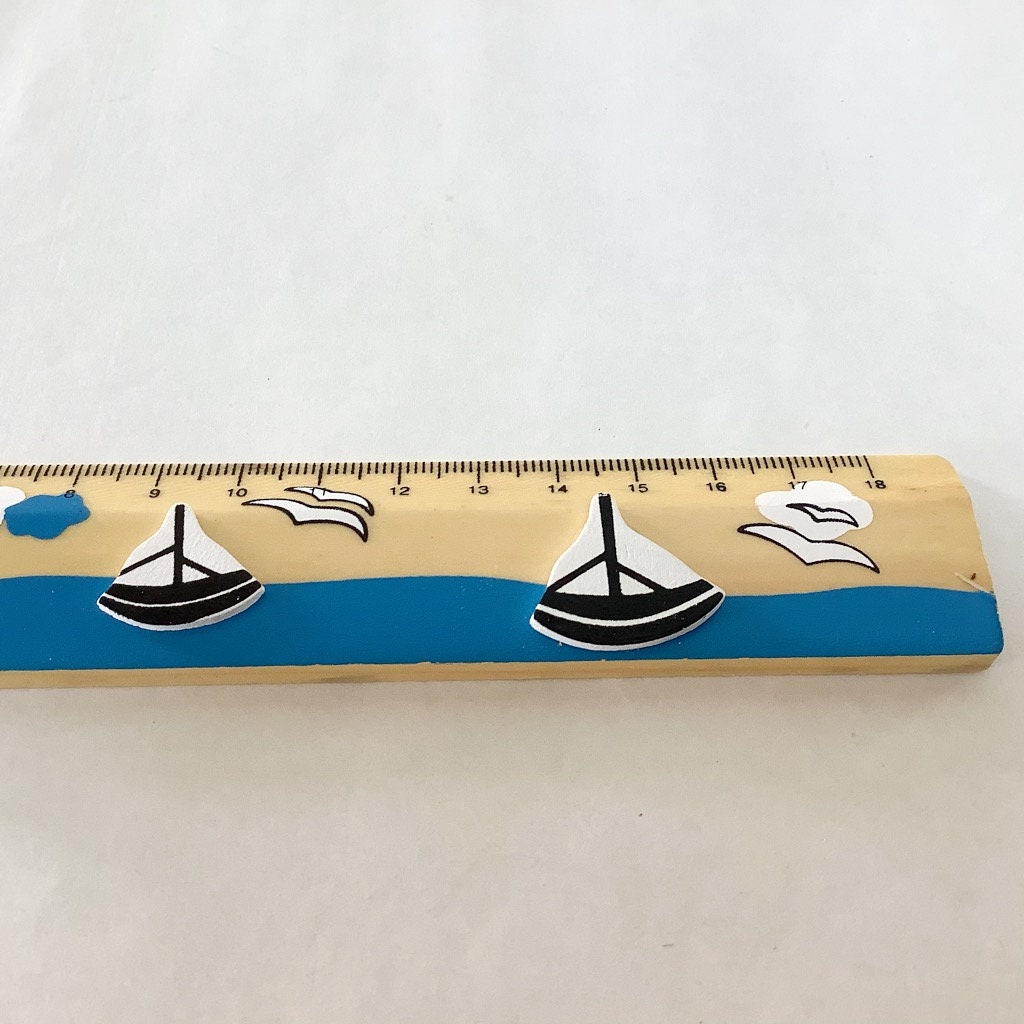 Règles bois poissons bateaux 18 cm