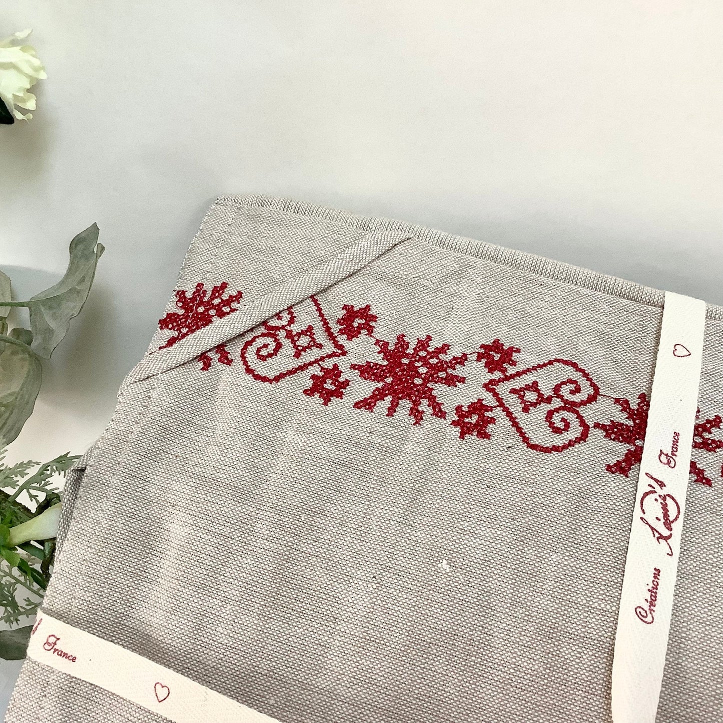 Tablier et manique coton type lin vintage