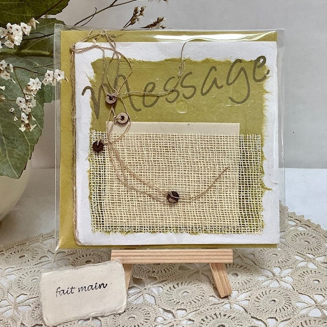 Carte postale enveloppe message papier artisanal bruit de cadre