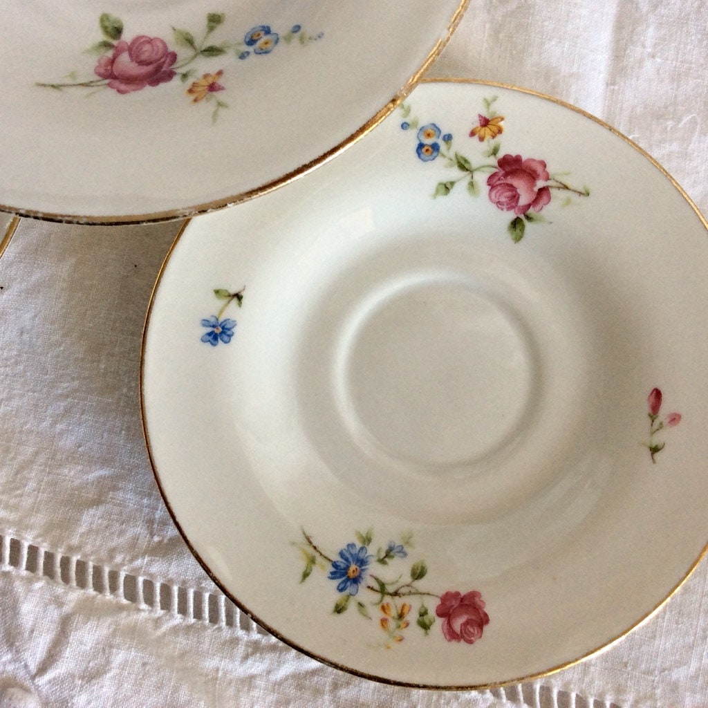 Petites assiettes porcelaine Lourioux Foecy vintage