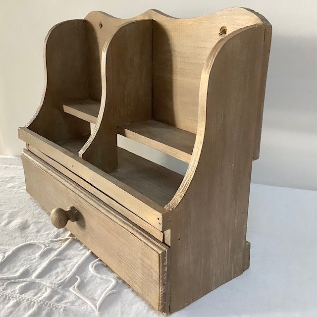 Étagère bois organisateur de bureau vintage