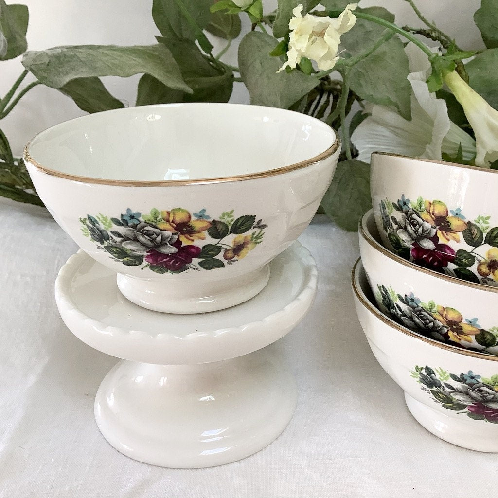 Petits bols ramequins faïence fleurs vintage