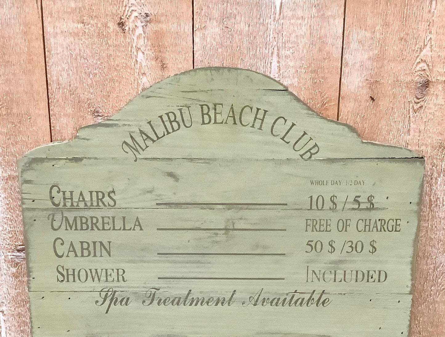 Miroir vert style ancien malibu beach club vintage ht 70 cm